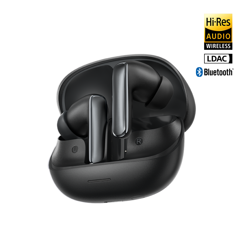 MeloBuds N65: czarne, Hi-Res Audio, LDAC, słuchawki Bluetooth w etui ładującym.