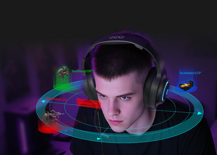 Słuchawki gamingowe z dźwiękiem 360° dla immersyjnych wrażeń.