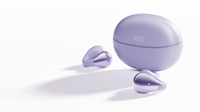 lila słuchawki douszne