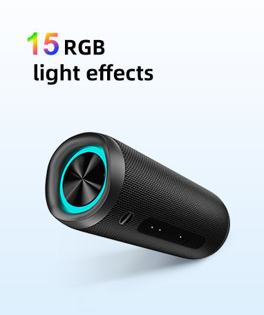 Czarny przenośny głośnik Bluetooth z 15 efektami świetlnymi RGB