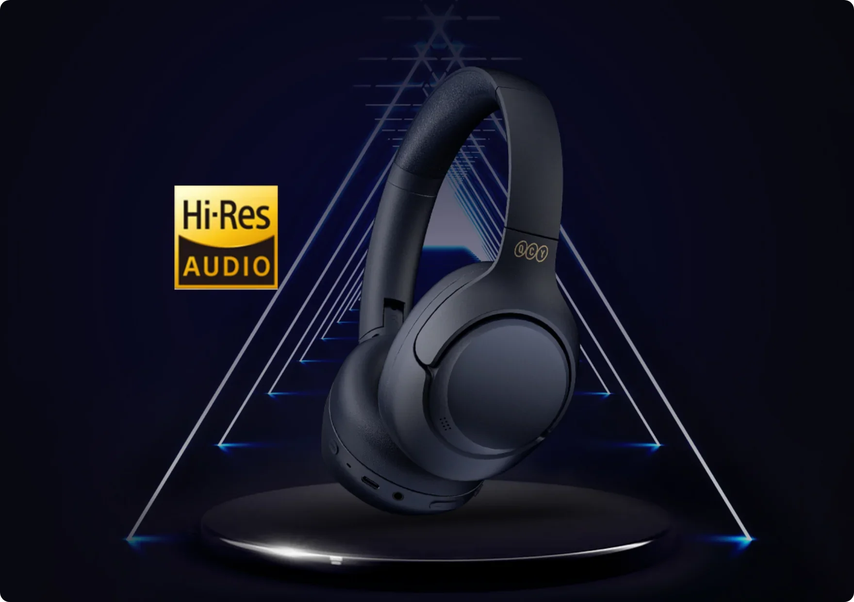 Słuchawki QCY H2 Pro ANC z certyfikatem Hi-Res Audio, bezprzewodowe, z redukcją szumów, czarne, futurystyczny design.