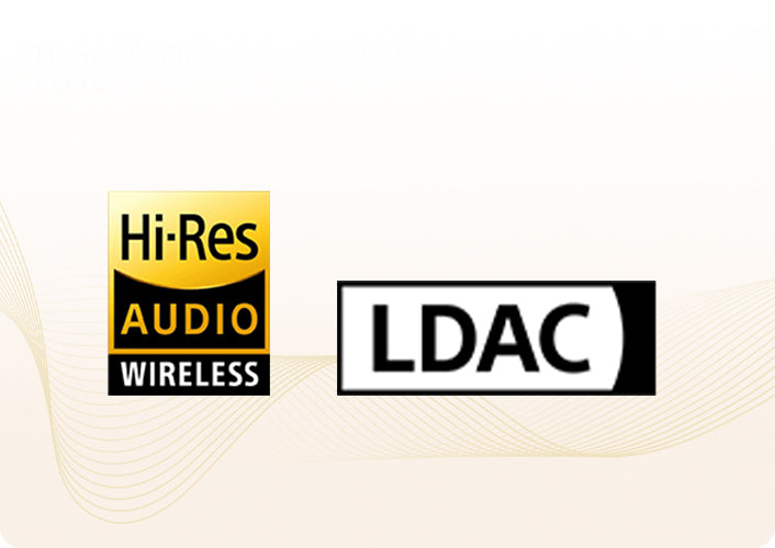 Logo LDAC Hi-Res Audio bezprzewodowe dla urządzeń audio bezprzewodowych.