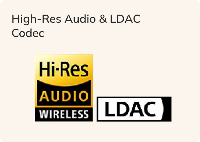 Logo wysokiej rozdzielczości audio i kodeka LDAC – dla bezprzewodowego odtwarzania HiFi