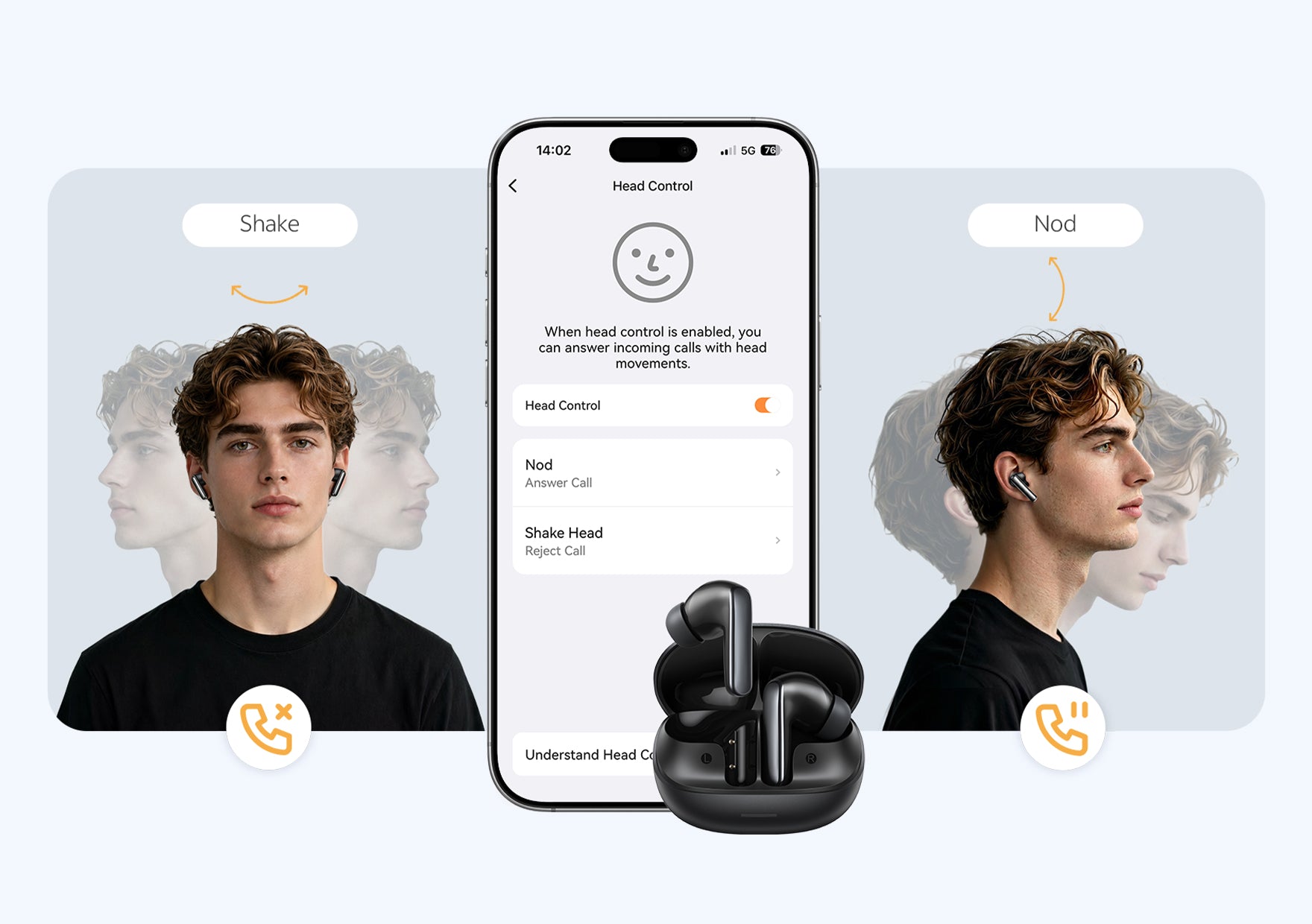 Sterowanie głową dla AirPods Pro: skinienie głową, aby odebrać, potrząśnięcie, aby odrzucić połączenia.