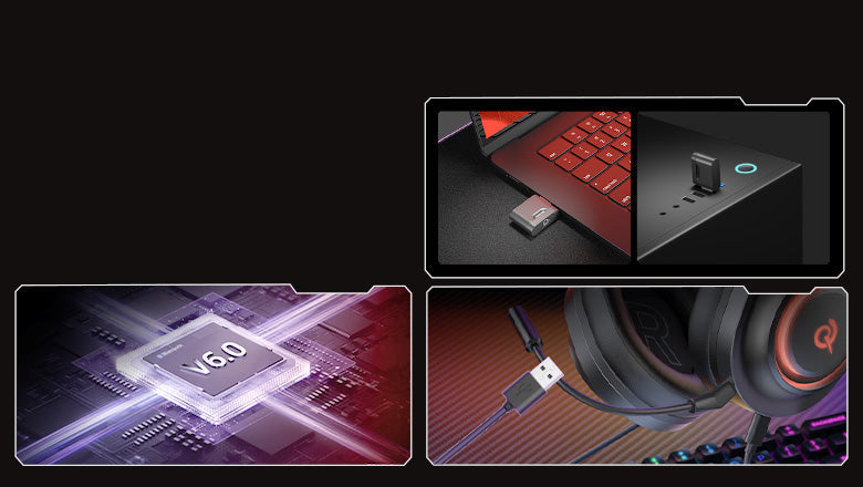 Laptop do gier z czerwoną klawiaturą, chipem V6.0 i słuchawkami USB-C