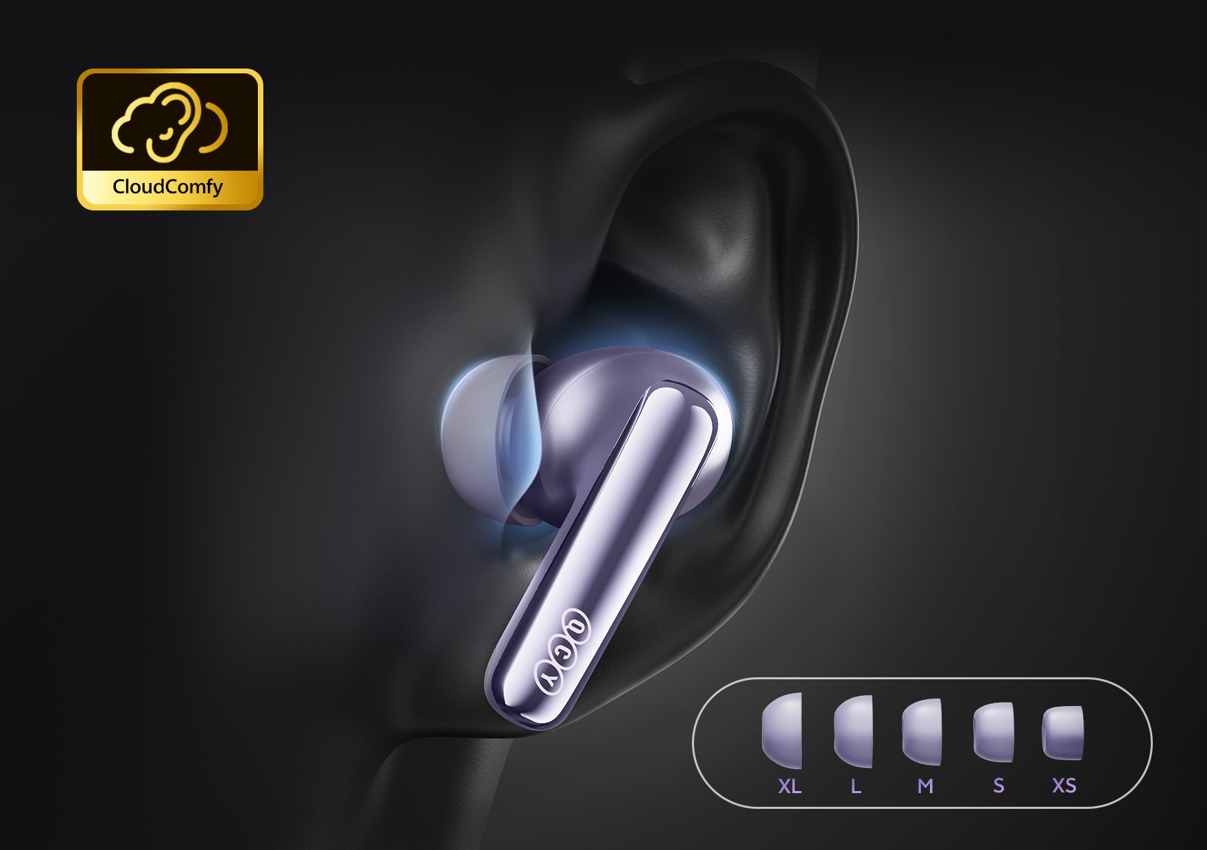 Słuchawki bezprzewodowe ACGY True Wireless z komfortem CloudComfy i 5 wkładkami dousznymi.