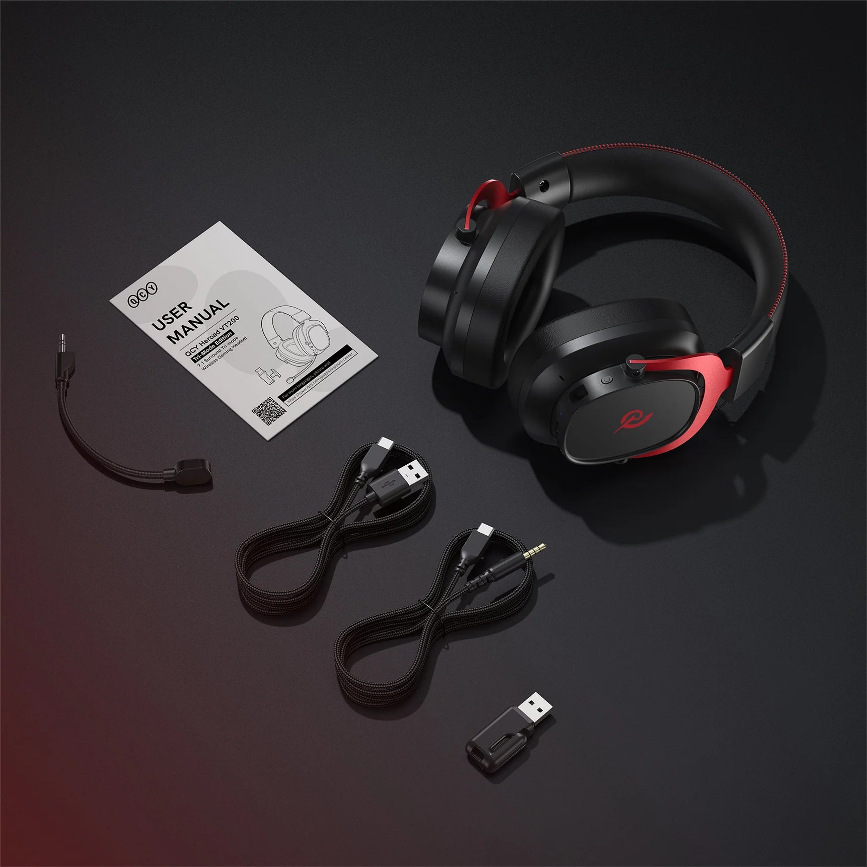 Słuchawki gamingowe QCY H300 z mikrofonem, USB-C i złączem 3,5 mm.