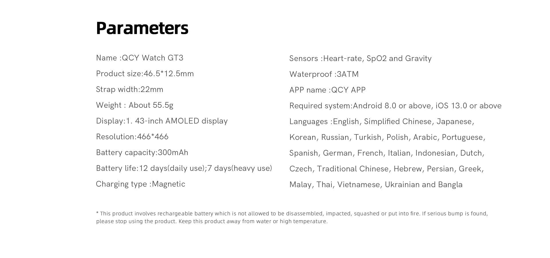 Smartwatch QCY Watch GT3: 1,43" AMOLED, 12 dni pracy na baterii, wodoodporny, czujnik tętna i SpO2.